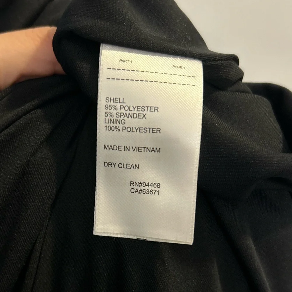 NWT Sage Black Scuba Crepe Asymmetrical Cap Sleeve Dress